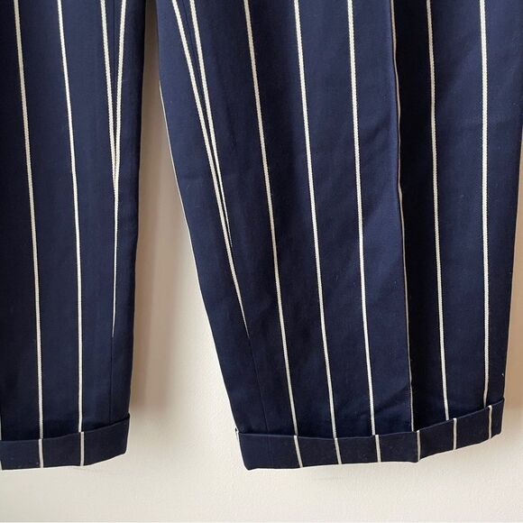 Vintage navy blue high waisted wool pinstripe tailored trousers XS - Picture 6 of 8